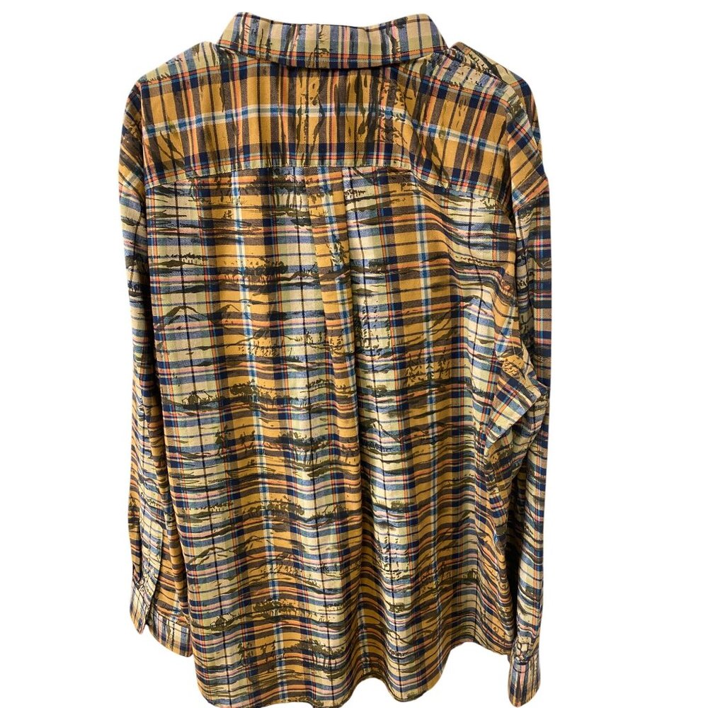 St Johns Bay Mens XXL Comfort Stretch Easy Care Plaid Button-Up Shirt Yellow/Blu - Picture 4 of 5